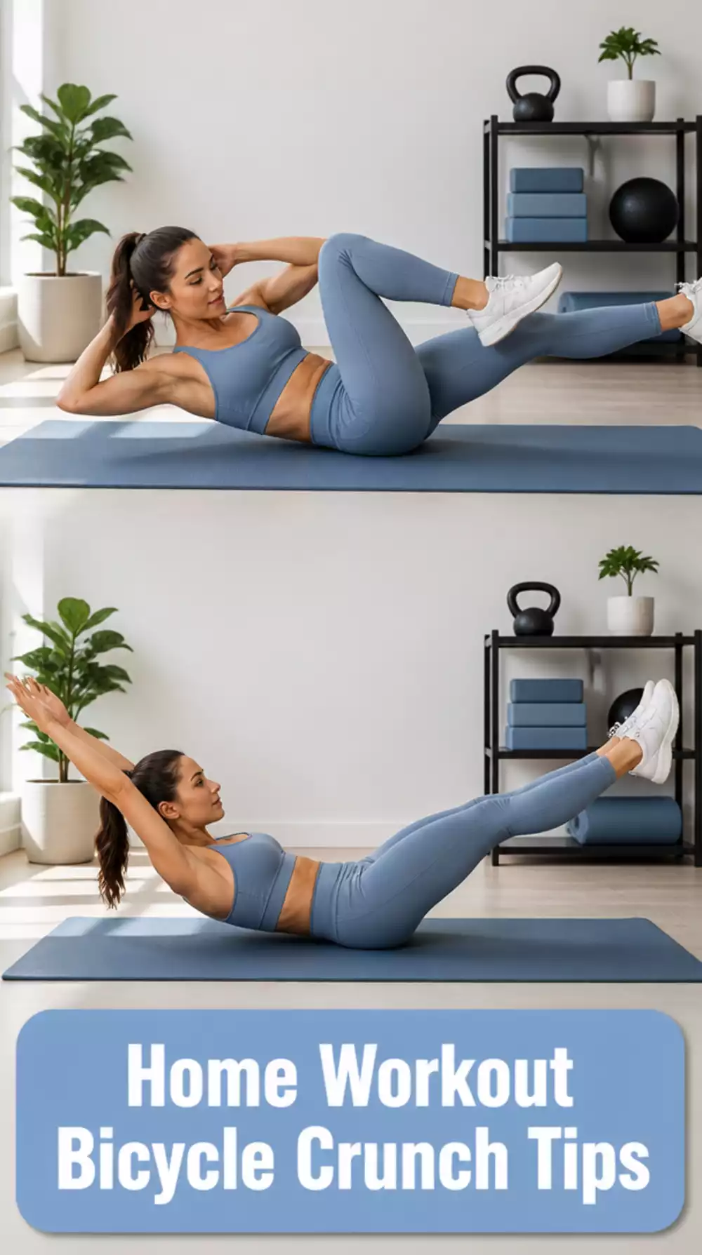 Home Workout Bicycle Crunch and Hollow Hold Combo for a Flat Stomach