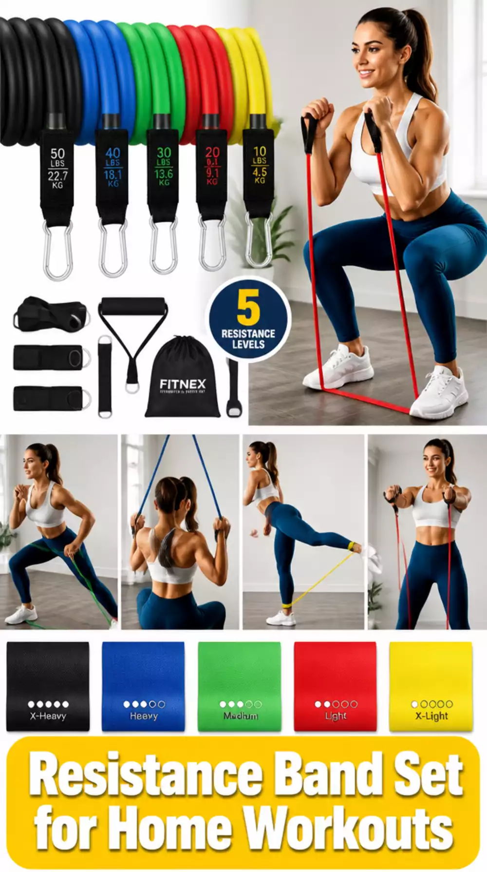 Resistance Band Set for Women Home Workouts That Replaces a Gym