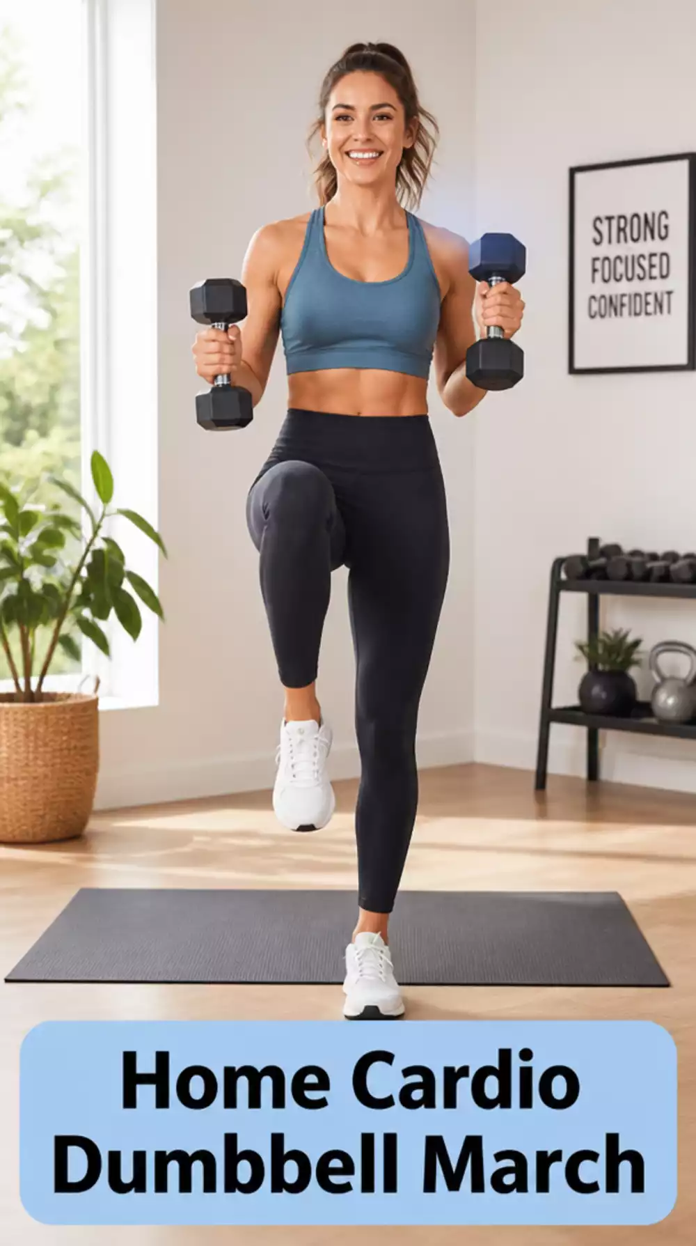 Home Cardio Workout for Women Over 40 Dumbbell March That Adds Resistance