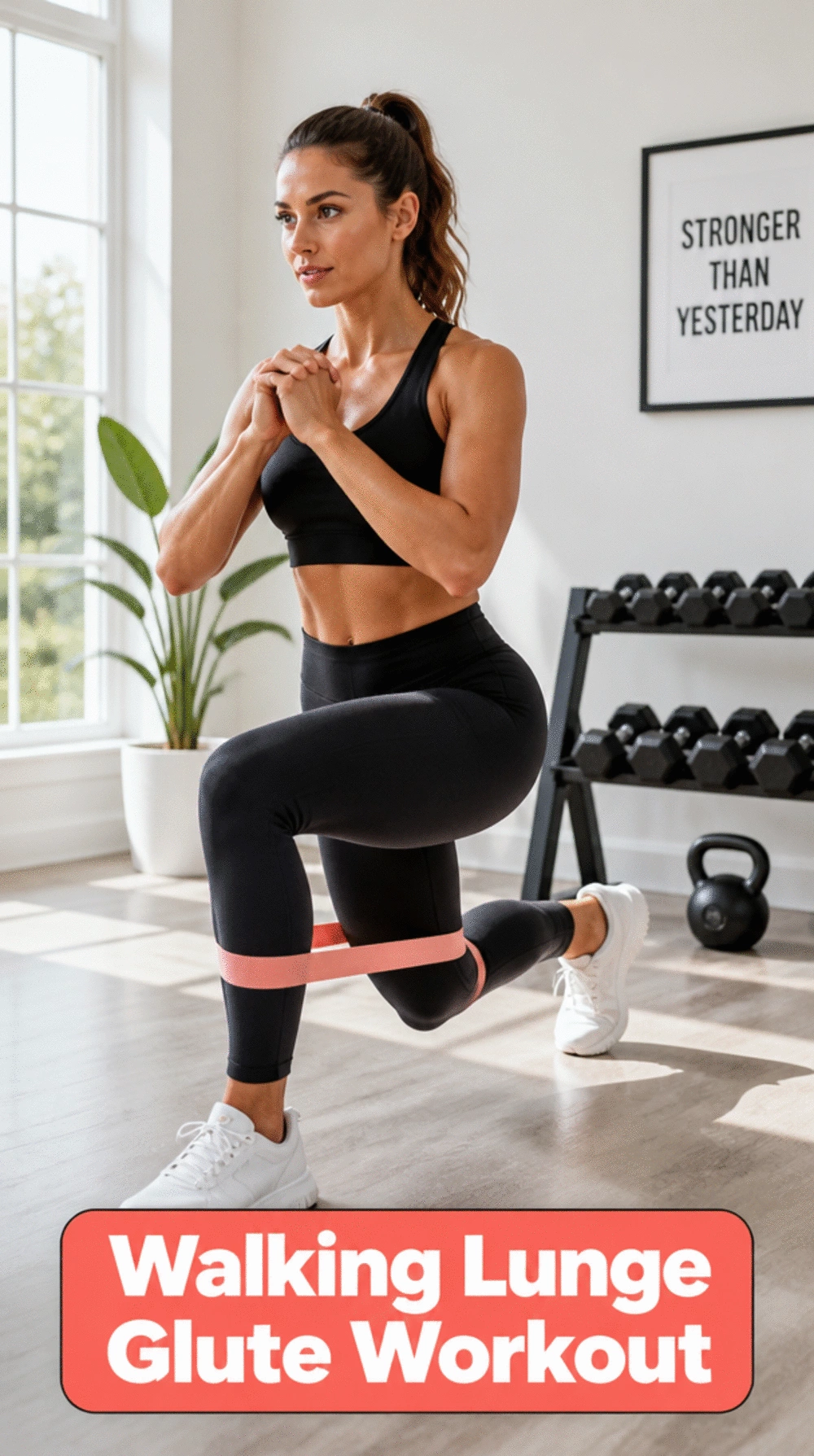 Home Leg Day Workout Walking Lunge That Shapes Glutes and Thighs