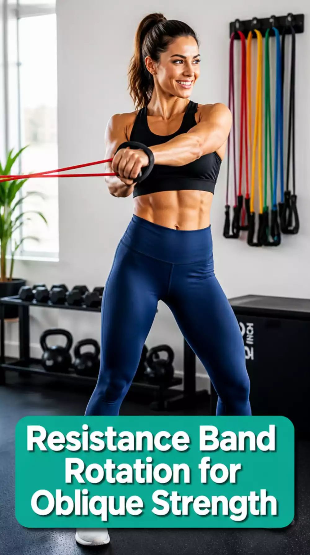 Home Standing Core Workout Resistance Band Rotation for Oblique Strength