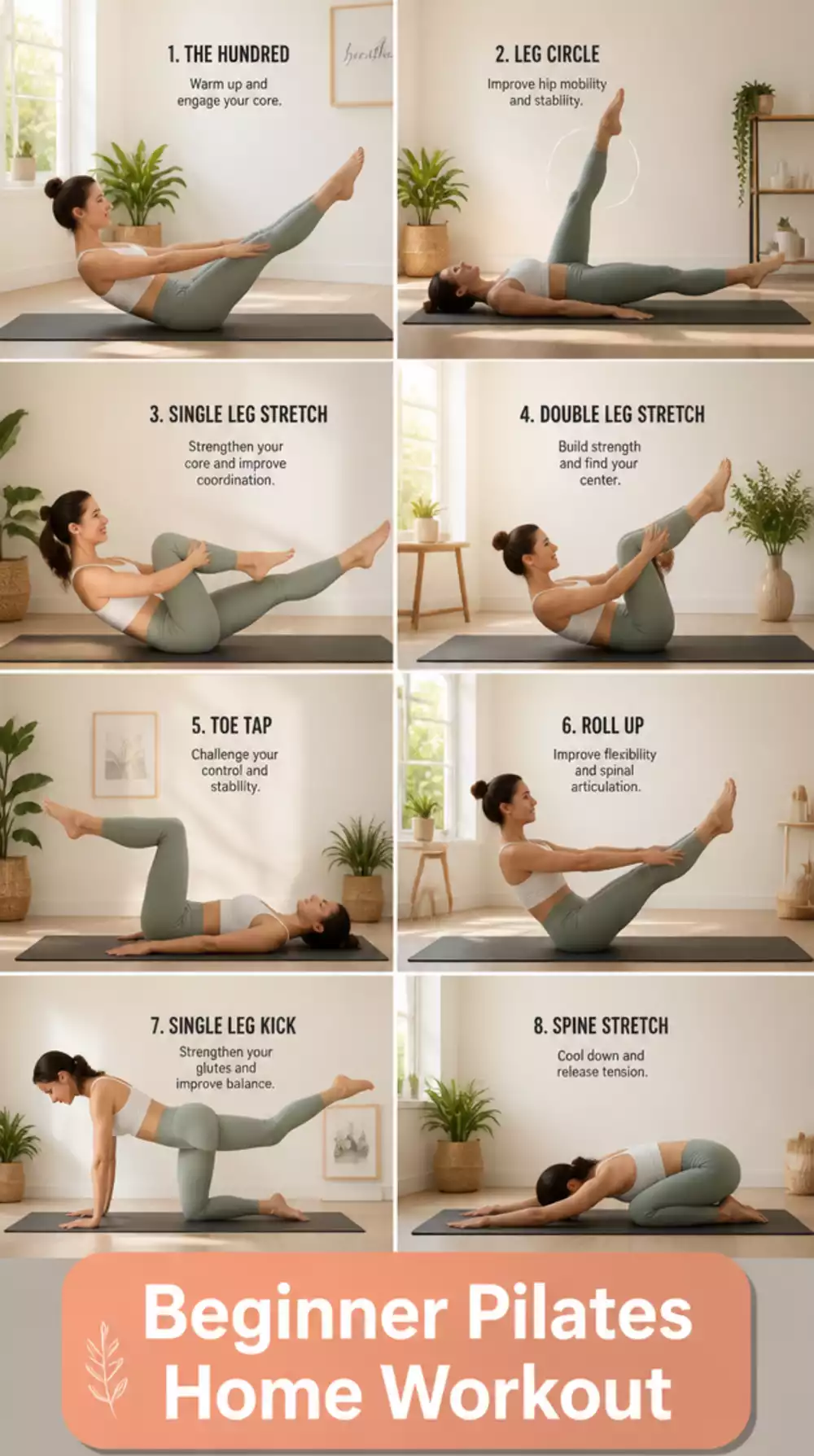 Beginner Pilates Home Workout Mat Routine Women Can Follow Daily