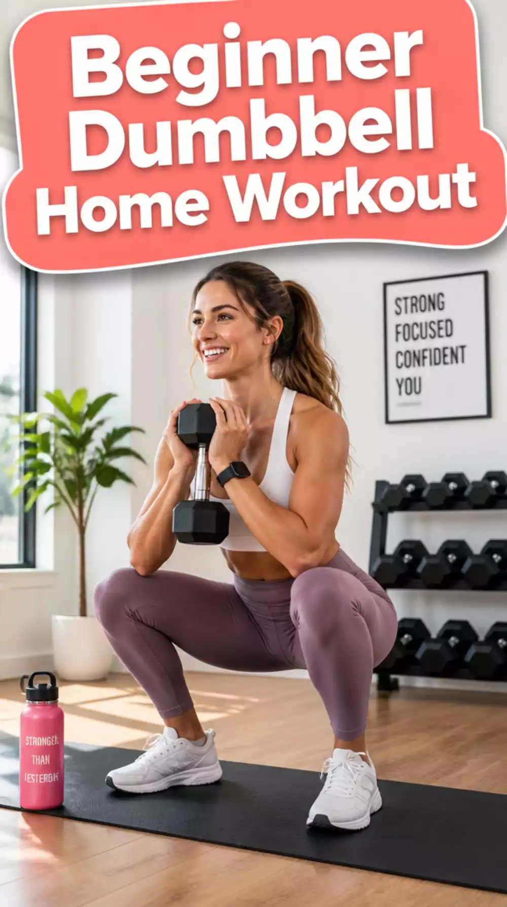 Beginner Dumbbell Home Workout Starting with Light Goblet Squats