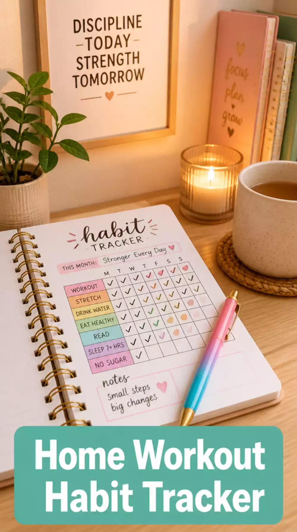 Home Workout Habit Tracker Journal That Keeps Women on Schedule