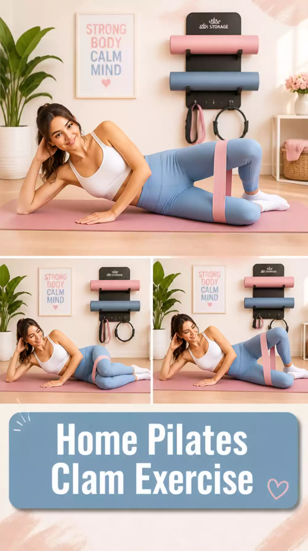 Home Pilates Clam Beginner Exercise That Activates the Side Glutes