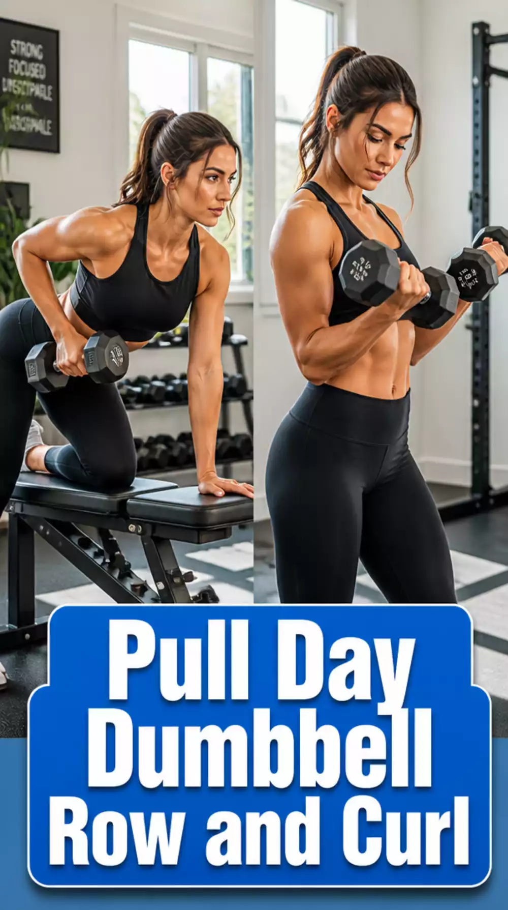 Pull Day Home Workout Dumbbell Row and Bicep Curl for Back and Arms