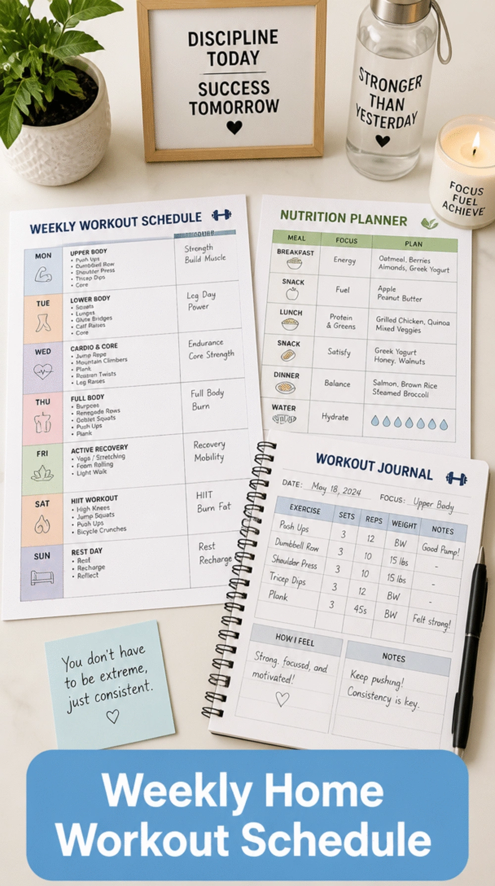 Weekly Home Workout Weight Loss Schedule Women Can Print and Follow