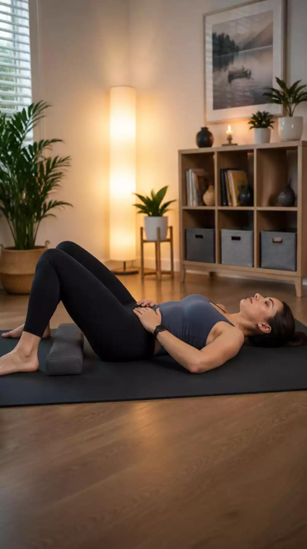 Postpartum Home Workout Pelvic Tilt on a Mat That Restores Core Stability