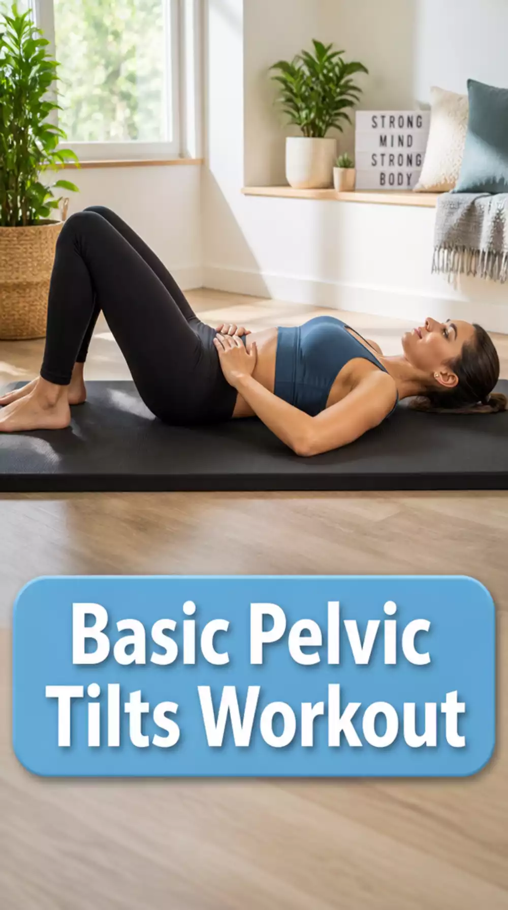 Beginner Pilates Home Workout Starting with Basic Pelvic Tilts on a Mat