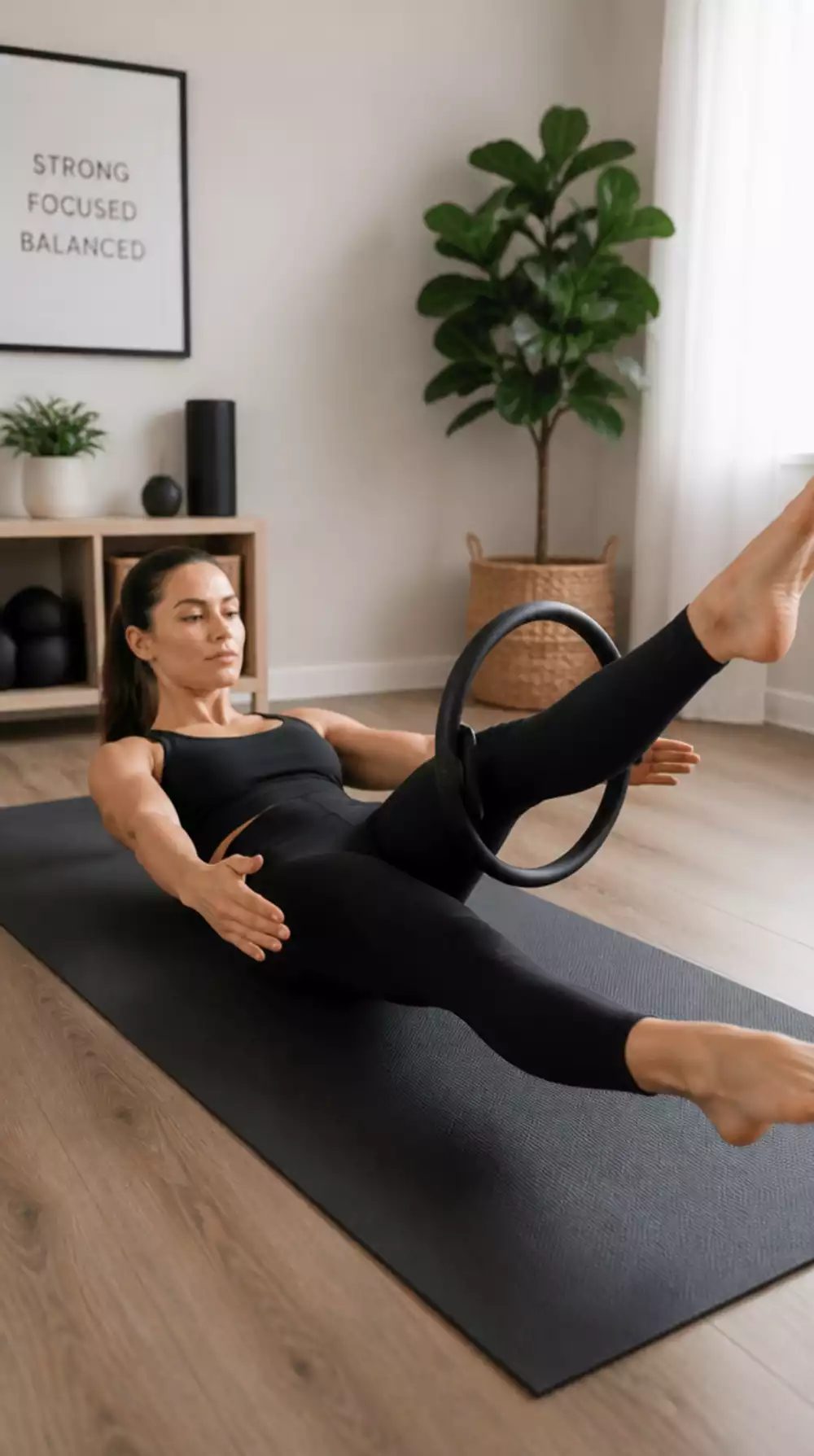 Pilates Home Workout Single Leg Stretch Beginner Move for Core Control