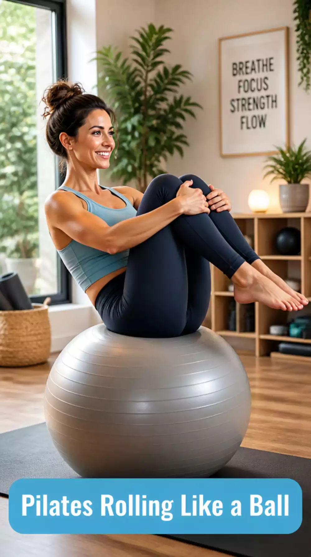 Pilates Home Workout Rolling Like a Ball Move for Spinal Mobility