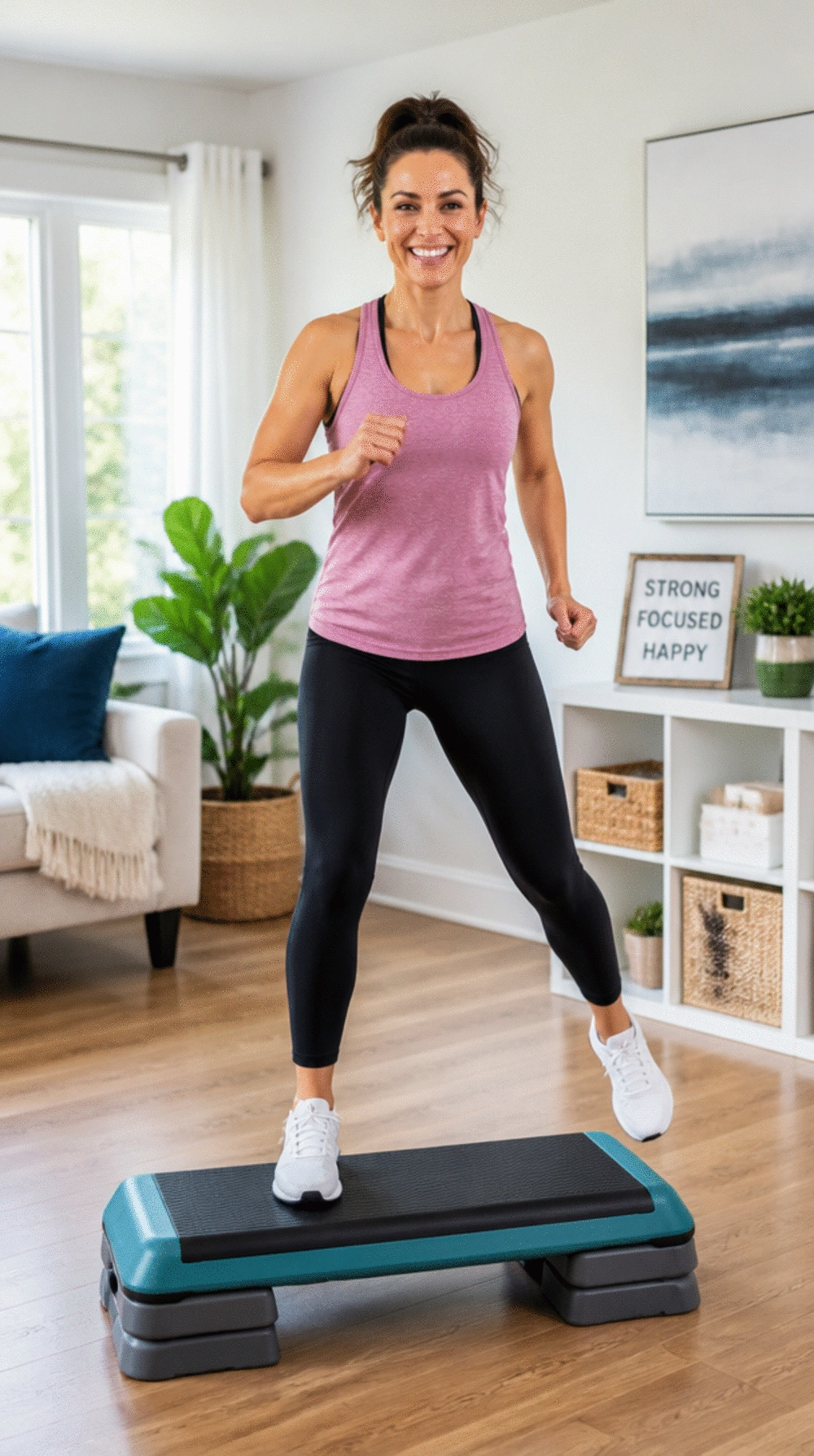 Home Low-Impact Cardio Workout Step-Touch Routine That Raises Heart Rate