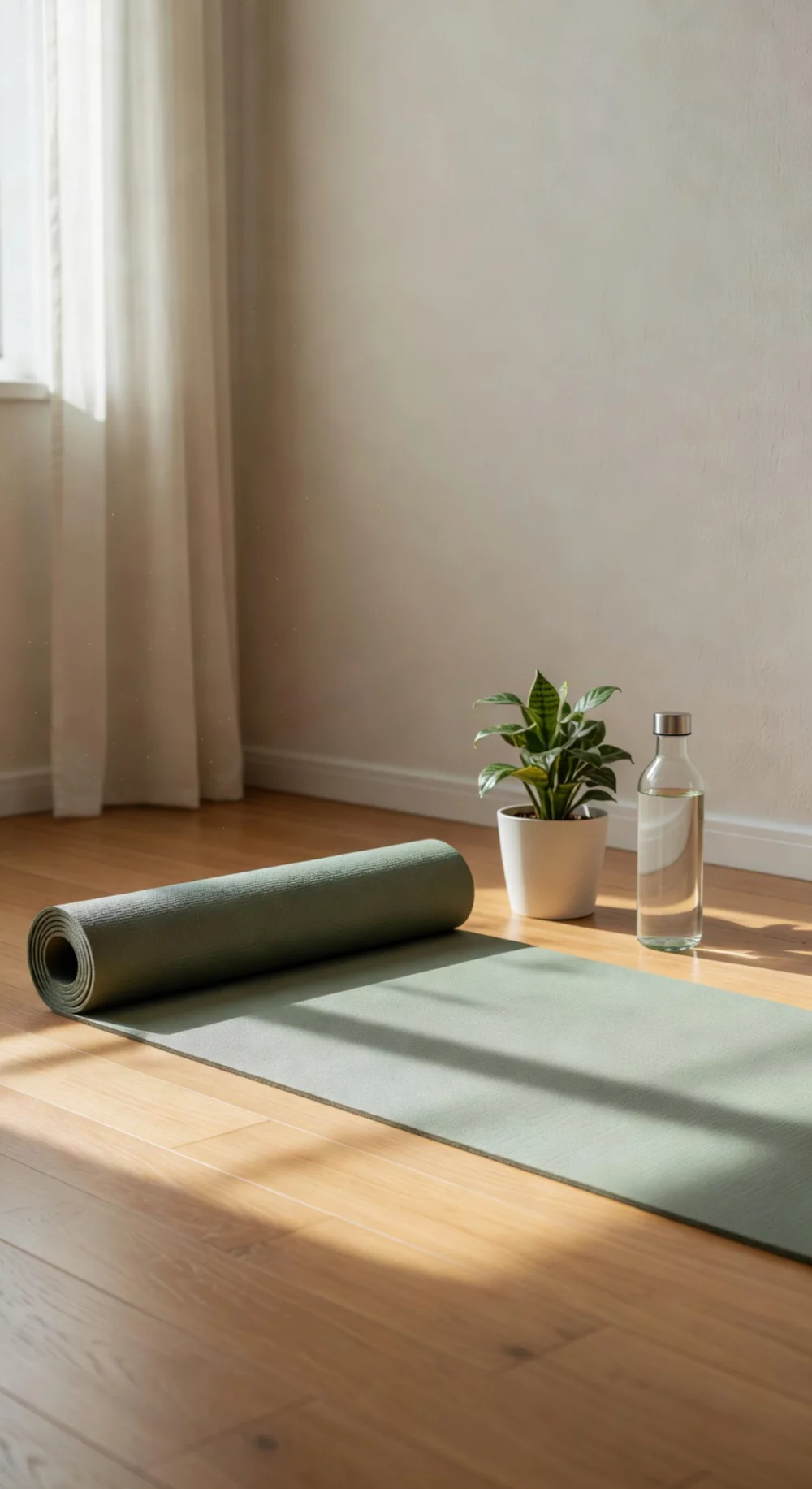 Non-Slip Exercise Mat That Anchors a Minimalist Home Workout Space