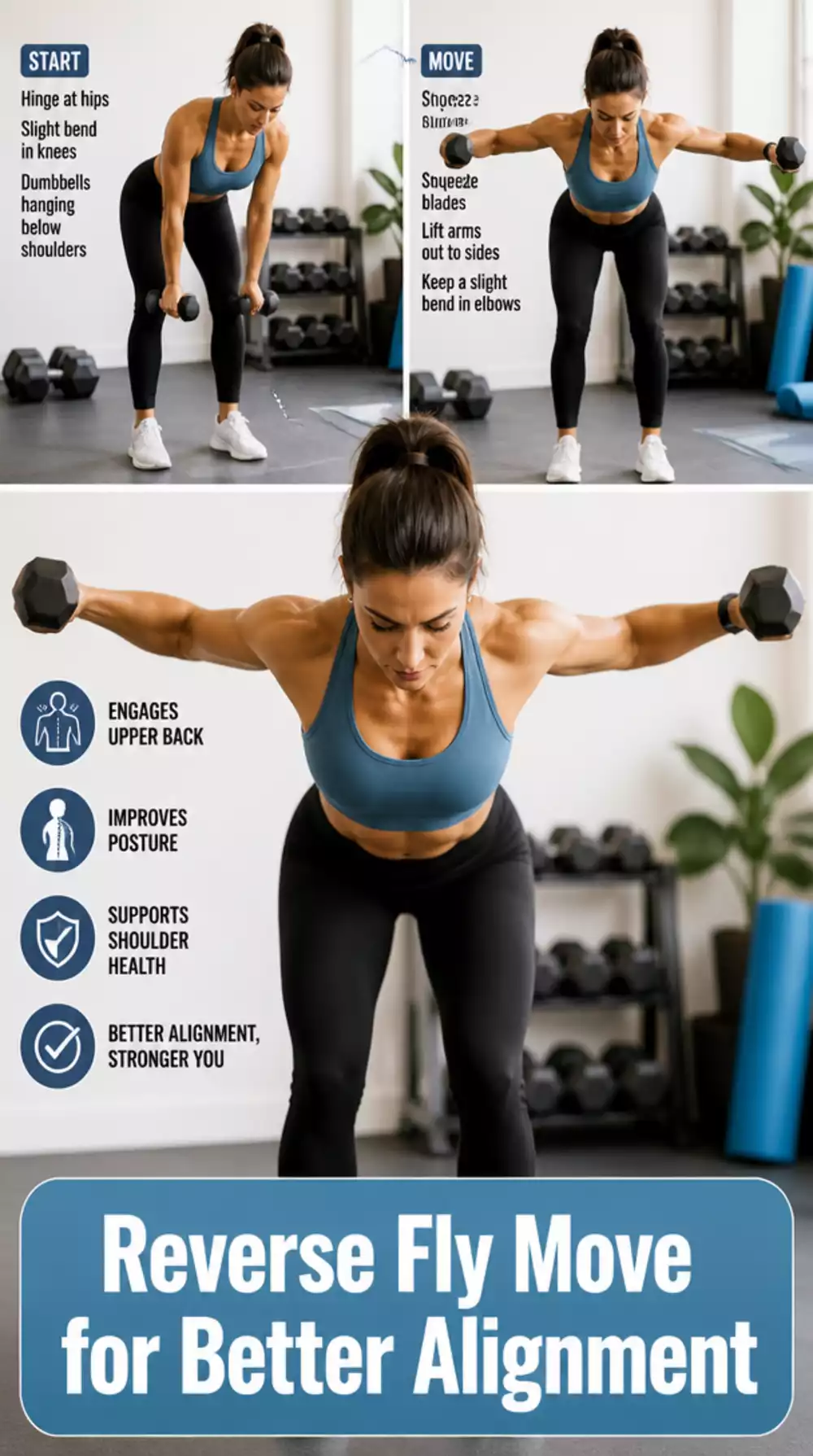 Home Posture Workout Reverse Fly Dumbbell Move for Better Alignment