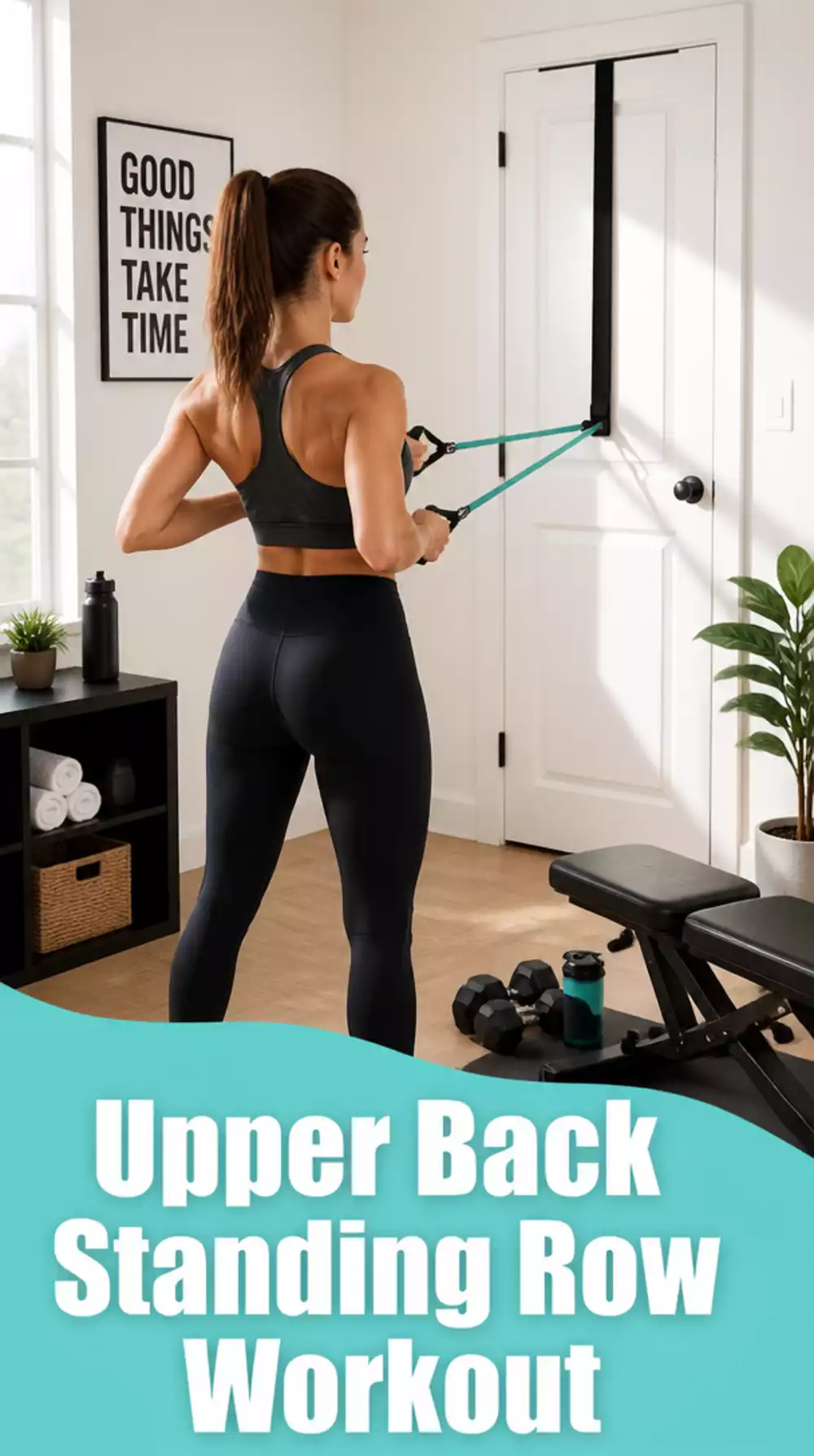 Home Strength Training Standing Row Beginner Move for Upper Back