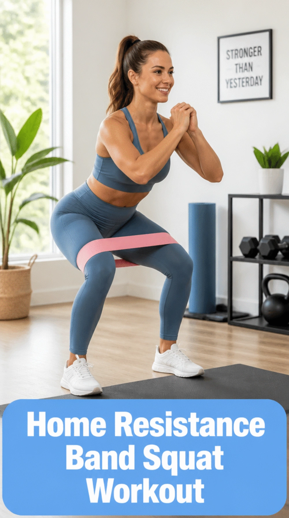 Home Low-Impact Workout Resistance Band Squat That Tones Without Jumping