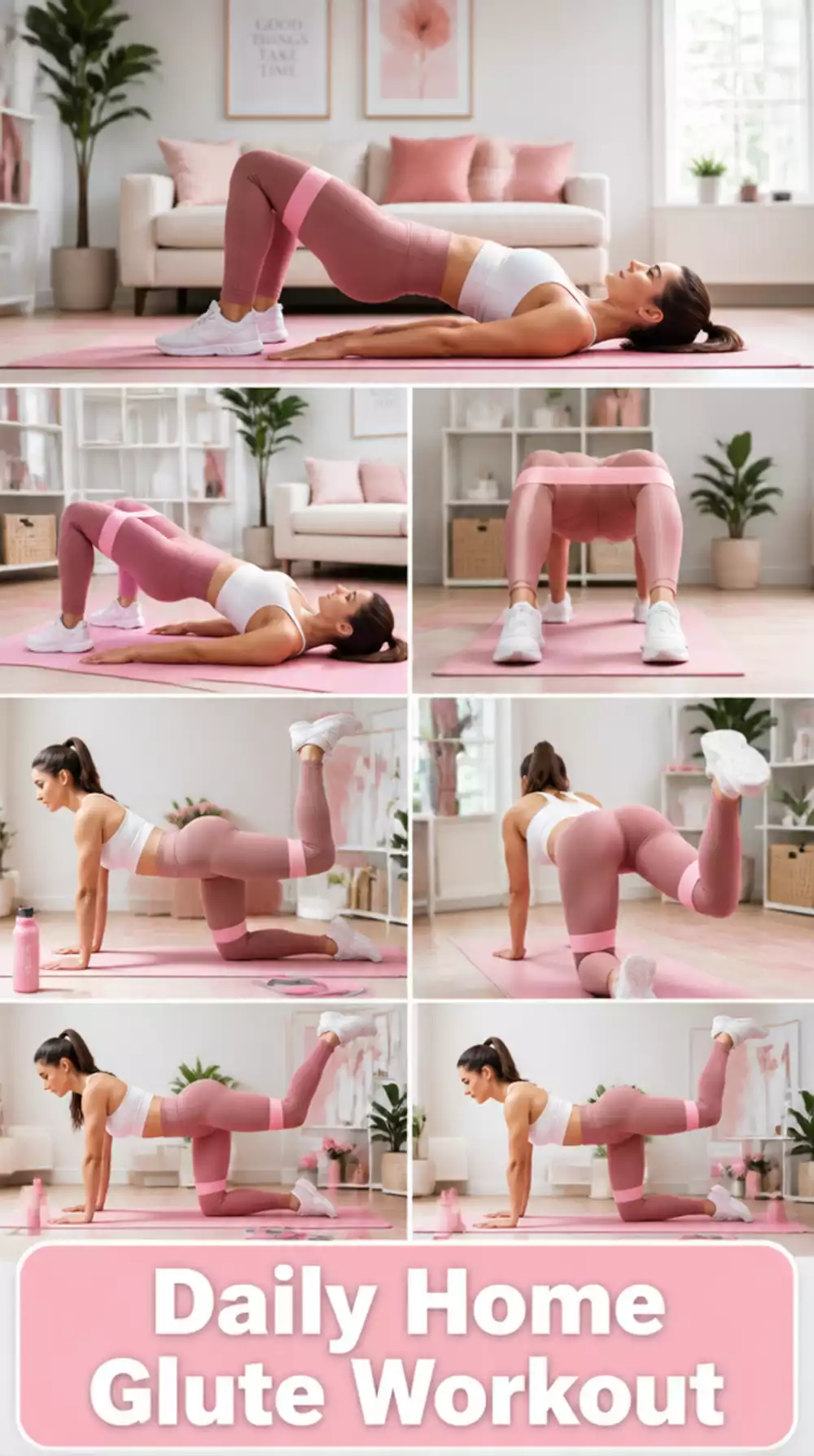 Daily Home Glute Workout Bridge and Donkey Kick Superset for Women