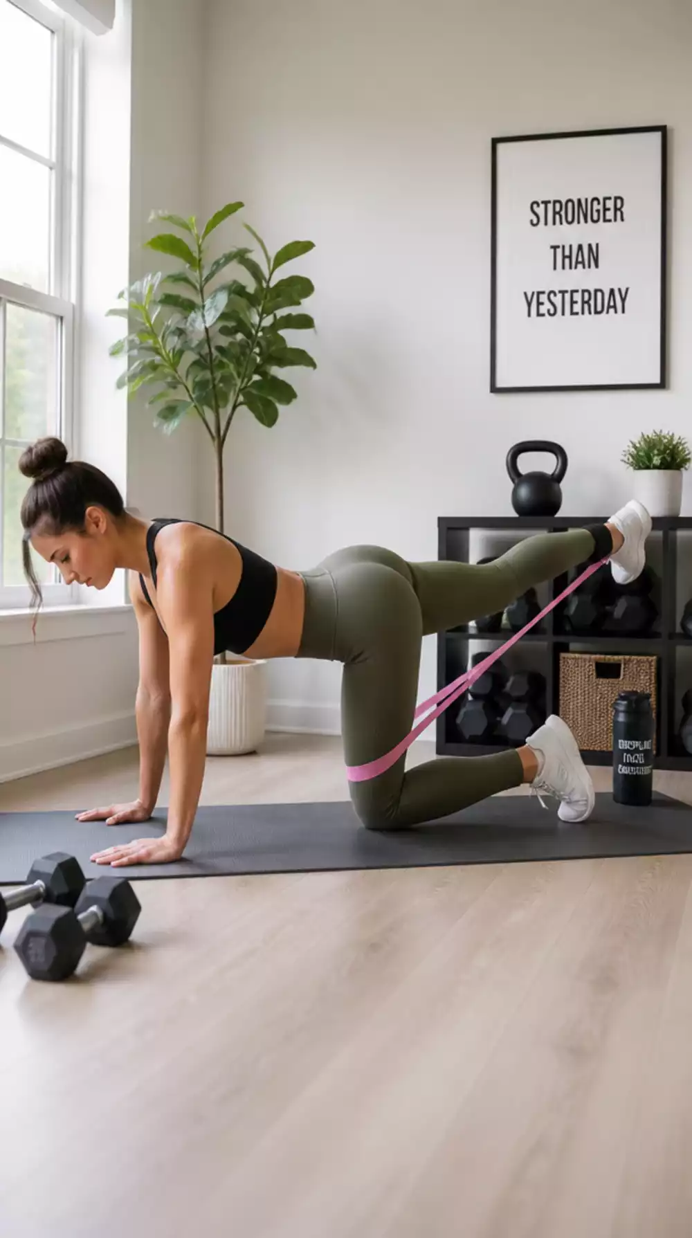 Resistance Band Donkey Kick Home Workout That Sculpts Each Glute Separately