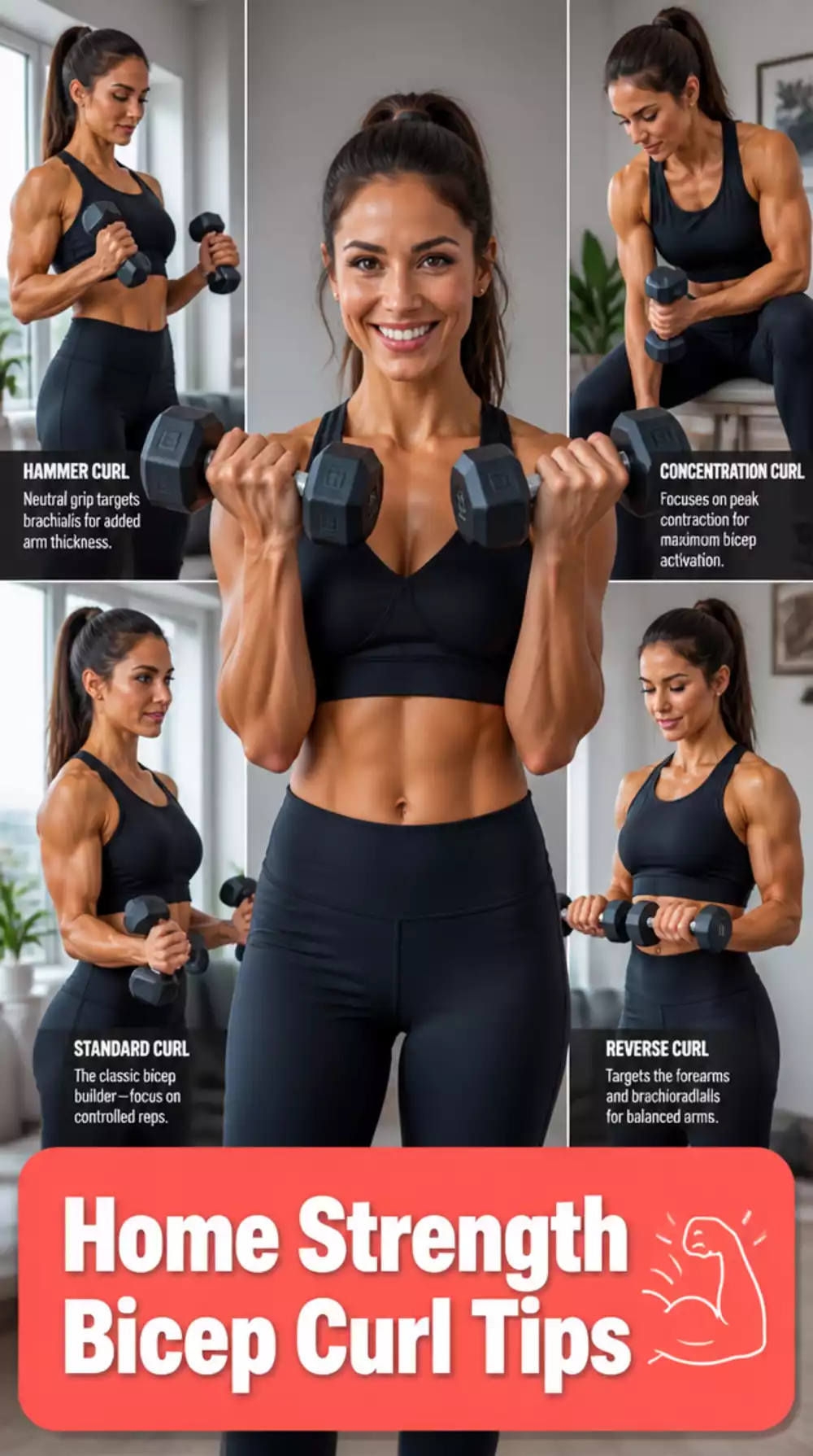 Home Strength Workout Bicep Curl Beginner Set for Arm Definition