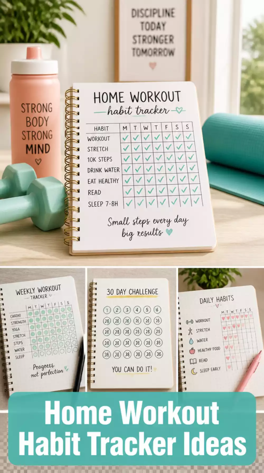 Home Workout Habit Tracker Notebook That Keeps Women Coming Back Daily
