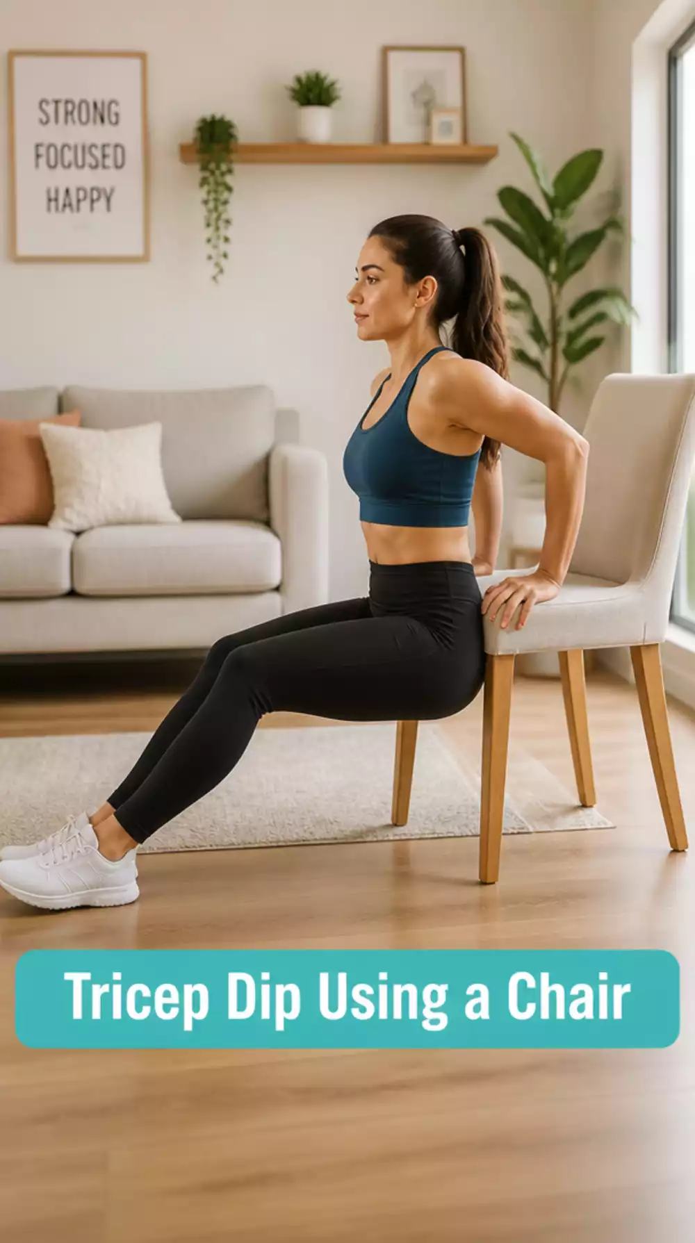 Home Arm Workout Tricep Dip Using a Chair That Eliminates Arm Flab