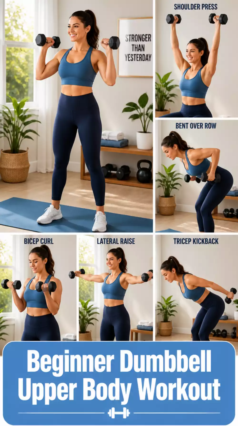 Beginner Dumbbell Home Upper Body Workout Using Light Weights Only