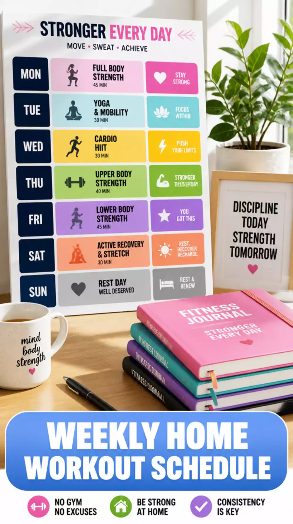 Weekly Home Workout Schedule That Spaces Rest and Active Days