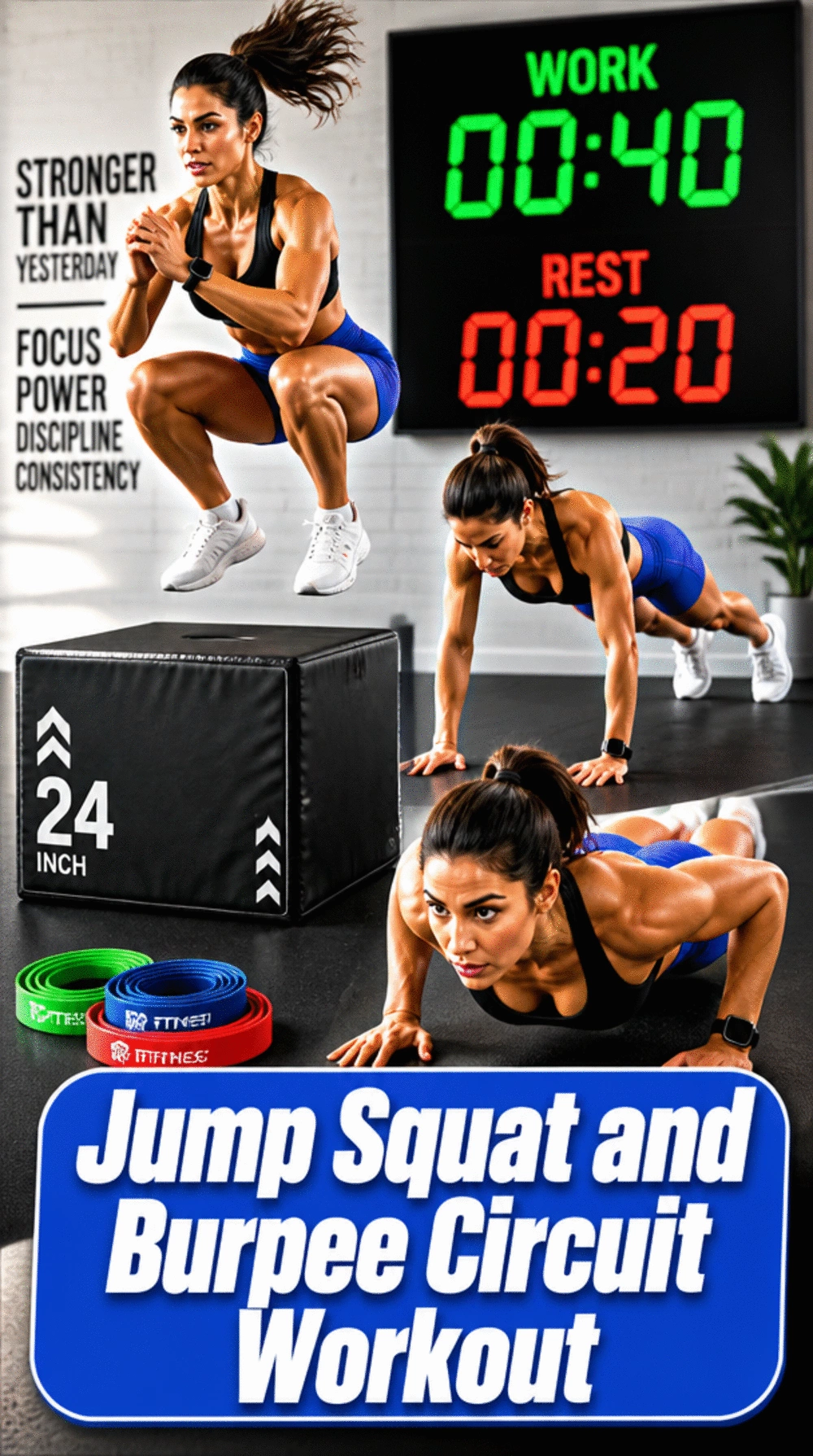 HIIT Home Workout Jump Squat and Burpee Circuit for Fat Burn
