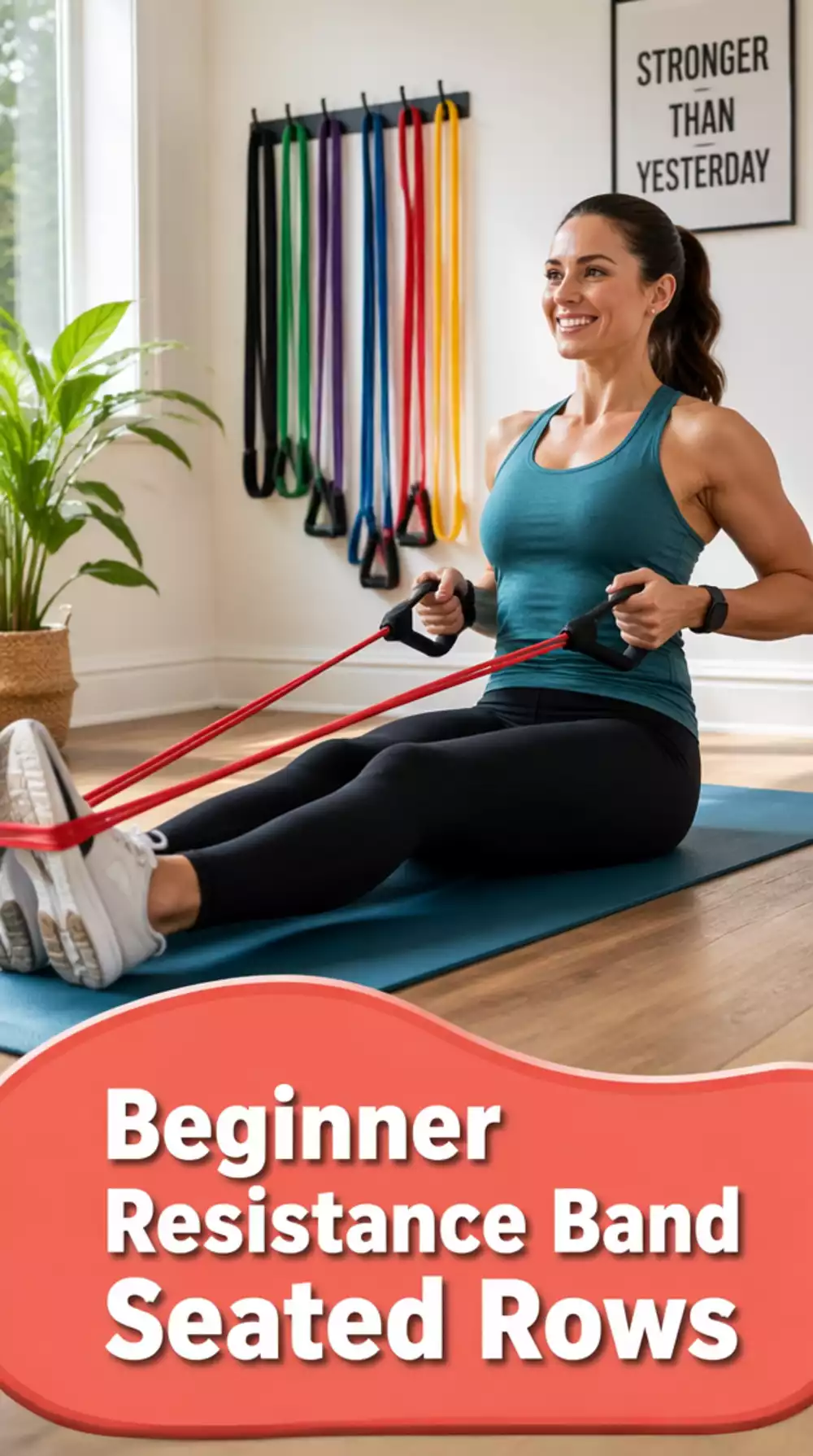 Beginner Resistance Band Home Workout Starting with Seated Rows