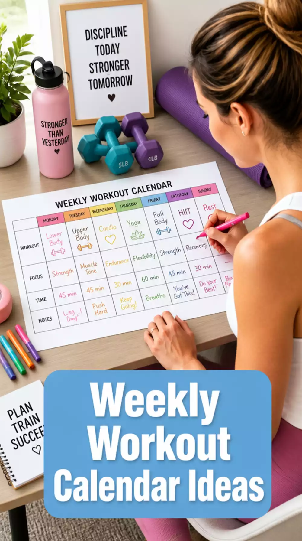 Home Workout Printable Weekly Calendar Women Can Fill In Each Sunday