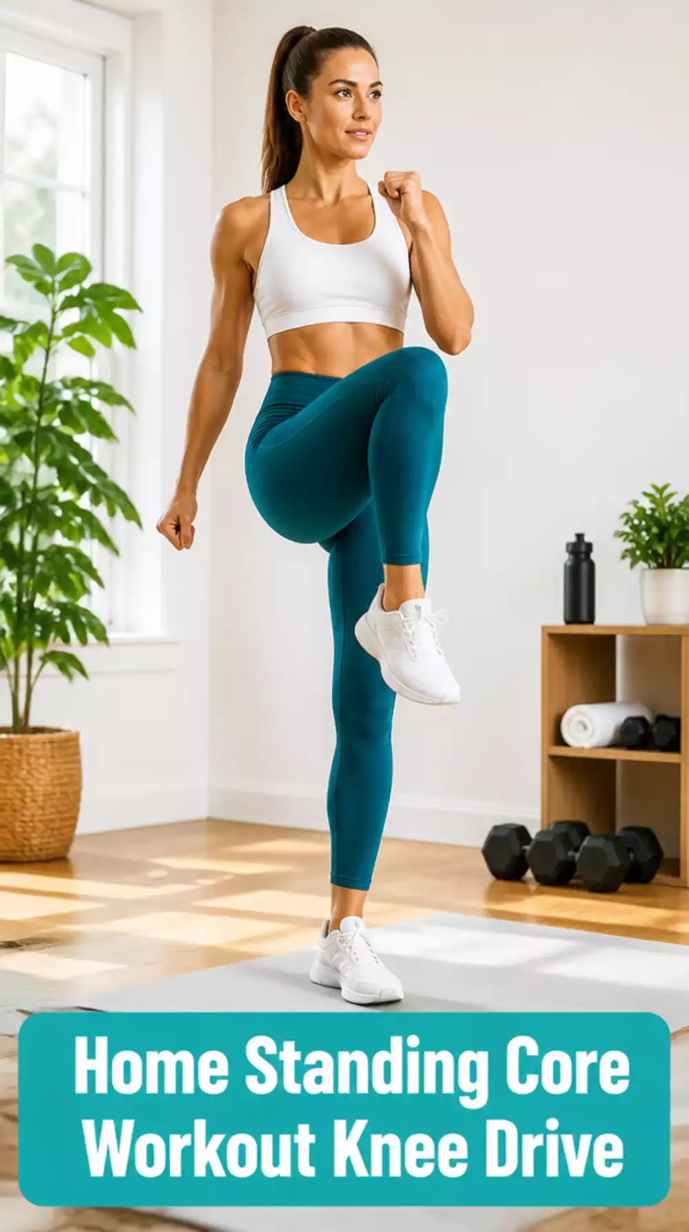 Home Standing Core Workout Knee Drive Move That Targets Lower Abs