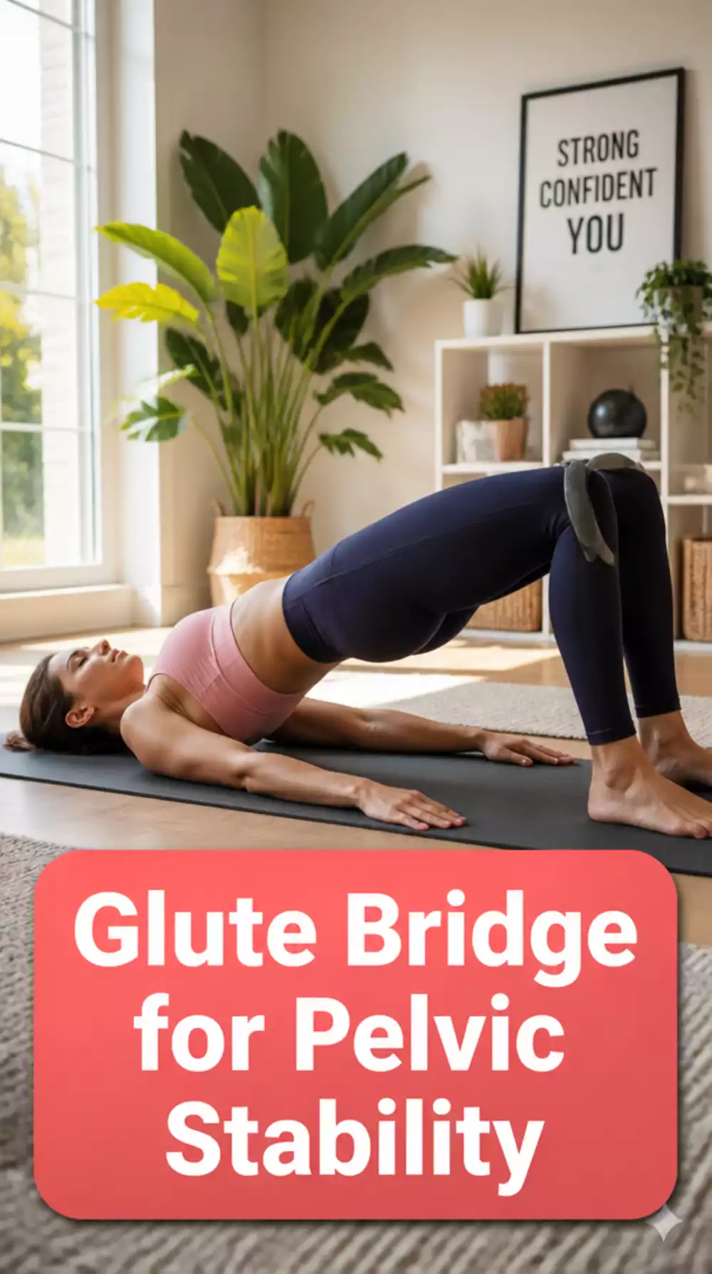 Beginner Pilates Home Workout Glute Bridge Variation for Pelvic Stability