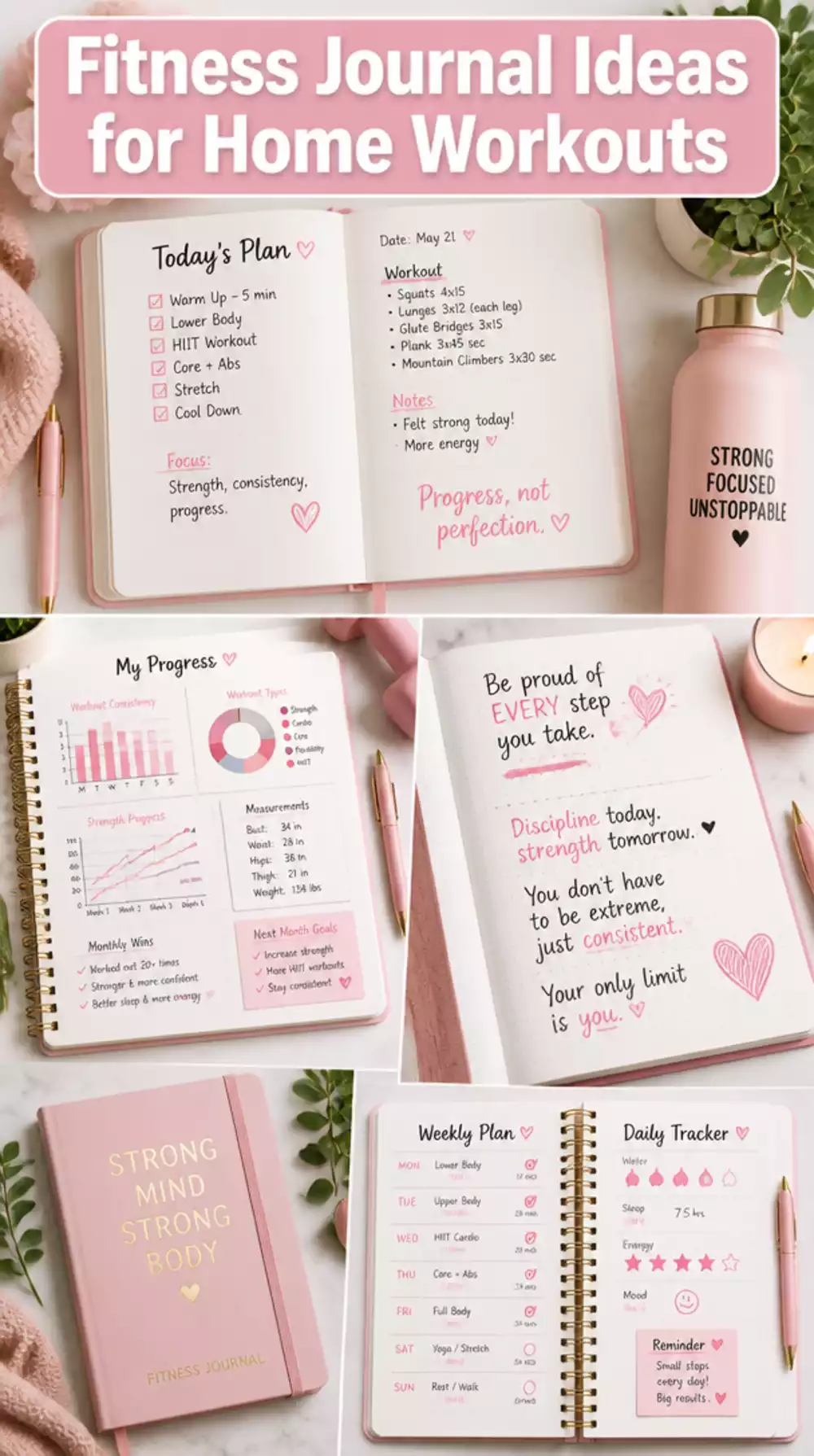 Fitness Journal for Women Who Work Out at Home and Want to Track Progress